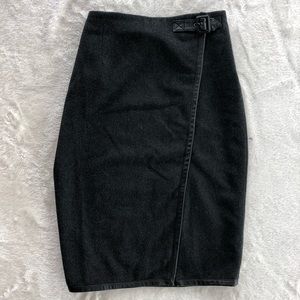 DANIER Italian Leather and Wool Blend Skirt